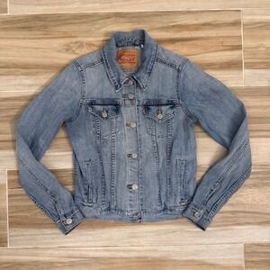 Levi's Light Wash Blue Denim Trucker Jacket - Classic Jean Jacket Size S